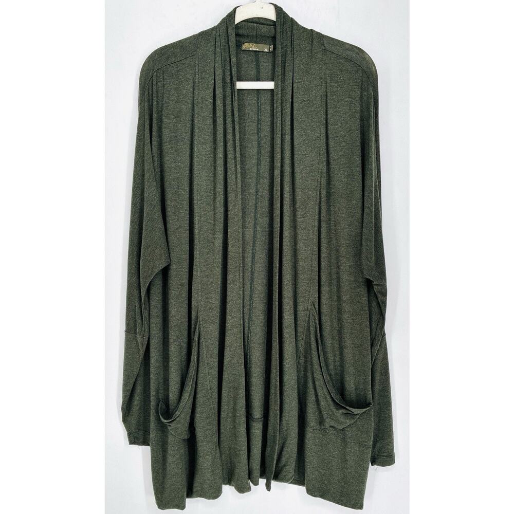 prAna Foundation Lenzing Modal Wrap Womens XL Green Open Front Pockets Duster - Picture 2 of 8